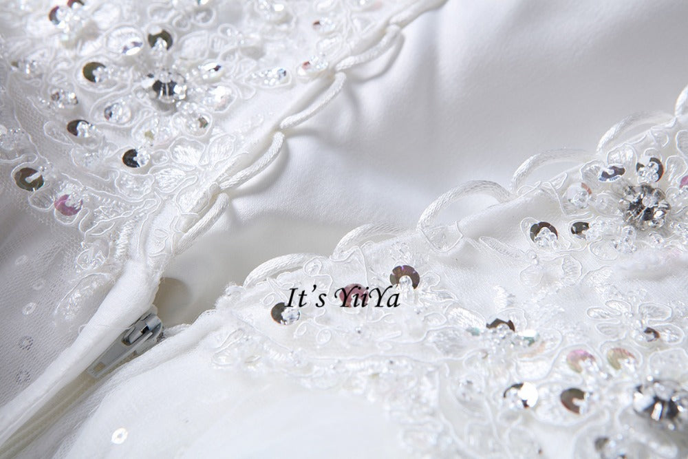 Free Shipping Half sleeve Wedding dresses O-neck Vestidos De Novia Off white dress Bridal Ball gowns Long train Frocks HS620