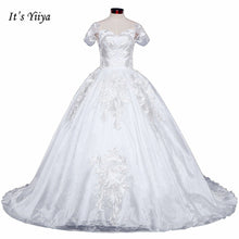 Load image into Gallery viewer, Free Shipping Long train Short Sleeve Wedding dresses Sweetheart Vestidos De Novia Off white dress Bridal Ball gowns Frock IY035
