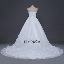 Load image into Gallery viewer, Free shipping New Arrival Strapless Sleeveless Wedding Dresses Long Train Gowns Appliques Frocks dress Vestidos De Novia IY010
