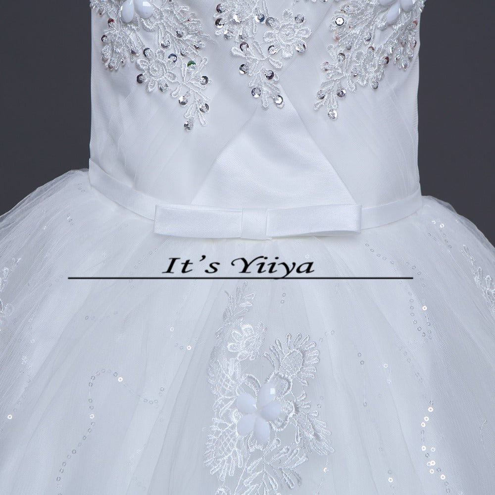 Free shipping YiiYa 2016 new Bridal White wedding dress Wedding gowns Trailing Romantic Flowers Train Vestidos De Novia HS222