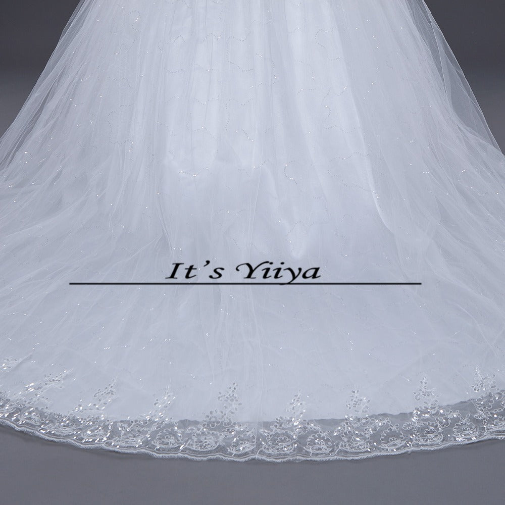 Free shipping YiiYa 2016 new Bridal White wedding dress Wedding gowns Trailing Romantic Flowers Train Vestidos De Novia HS222