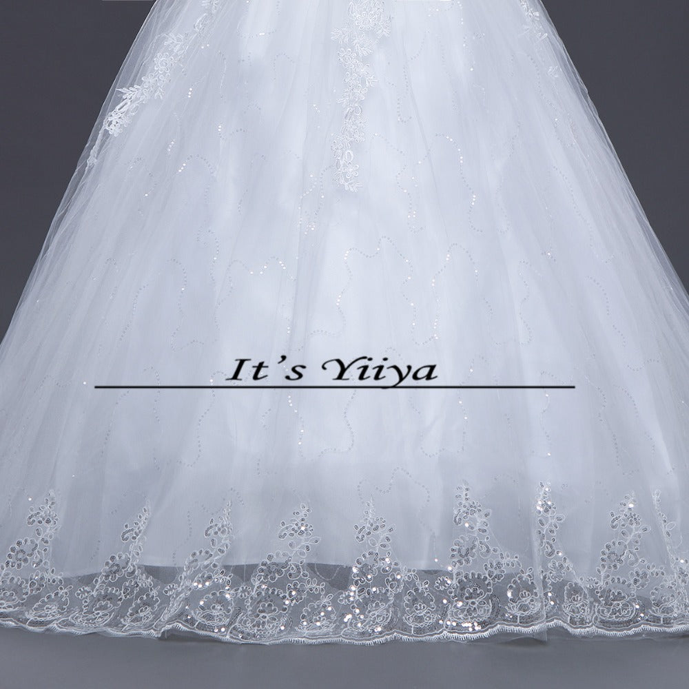 Free shipping YiiYa 2016 new Bridal White wedding dress Wedding gowns Trailing Romantic Flowers Train Vestidos De Novia HS222