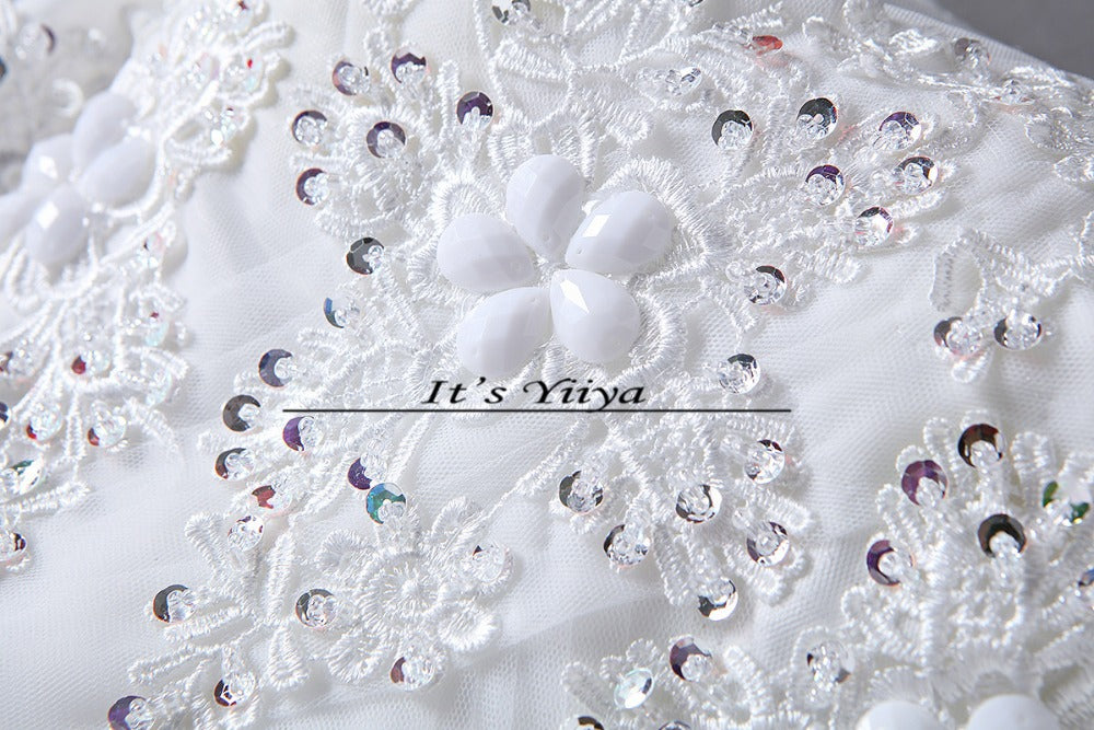 Free shipping YiiYa 2016 new Bridal White wedding dress Wedding gowns Trailing Romantic Flowers Train Vestidos De Novia HS222