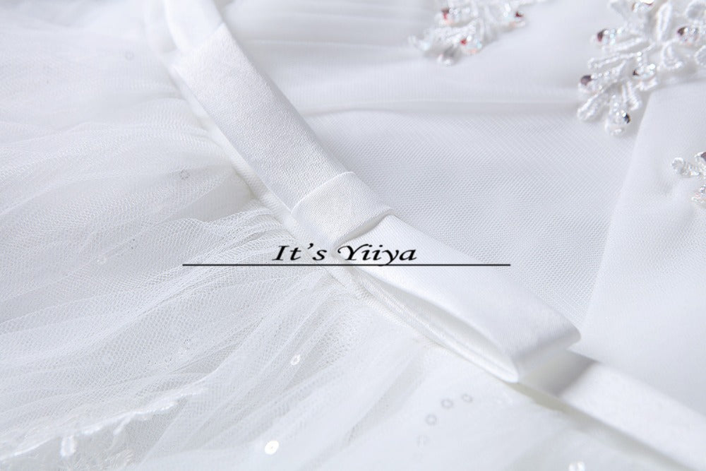 Free shipping YiiYa 2016 new Bridal White wedding dress Wedding gowns Trailing Romantic Flowers Train Vestidos De Novia HS222