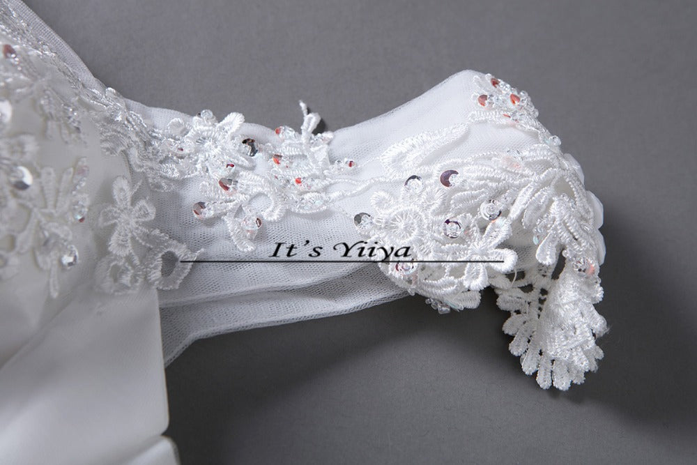 Free shipping YiiYa 2016 new Bridal White wedding dress Wedding gowns Trailing Romantic Flowers Train Vestidos De Novia HS222