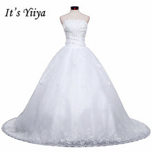 Load image into Gallery viewer, DHL Free Shipping New Train White Vestidos De Novia Design Bride Wedding frocks Strapless Flowers Bridal Wedding dresses TH52
