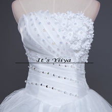 Load image into Gallery viewer, DHL Free Shipping New Train White Vestidos De Novia Design Bride Wedding frocks Strapless Flowers Bridal Wedding dresses TH52
