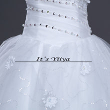 Load image into Gallery viewer, DHL Free Shipping New Train White Vestidos De Novia Design Bride Wedding frocks Strapless Flowers Bridal Wedding dresses TH52
