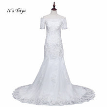 Load image into Gallery viewer, Free Shipping Short Sleeve Wedding dresses Mermaid Vestidos De Novia Off white dress Bridal Ball gowns Long train Frocks HS705
