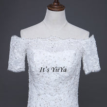Load image into Gallery viewer, Free Shipping Short Sleeve Wedding dresses Mermaid Vestidos De Novia Off white dress Bridal Ball gowns Long train Frocks HS705

