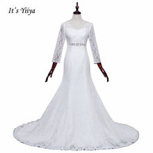 Load image into Gallery viewer, Free Shipping Wedding dresses  V-neck Vestidos De Novia Off white dress Bridal Ball gowns Long train Long sleeve Frock IY038
