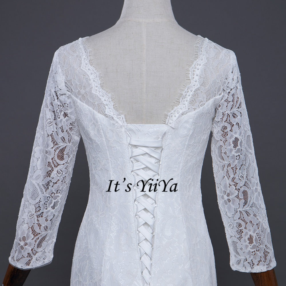 Free Shipping Wedding dresses  V-neck Vestidos De Novia Off white dress Bridal Ball gowns Long train Long sleeve Frock IY038