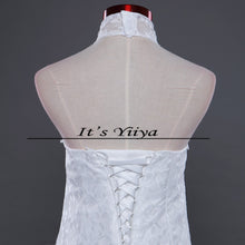 Load image into Gallery viewer, Free shipping New Train White Red Mermaid Wedding Dresses Trailing Halt Neck Vestidos De Novia Short Sleeves Bride Gowns XXN165
