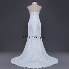 Load image into Gallery viewer, Free shipping New Train White Red Mermaid Wedding Dresses Trailing Halt Neck Vestidos De Novia Short Sleeves Bride Gowns XXN165
