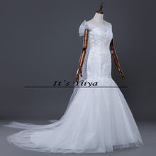 Load image into Gallery viewer, Free shipping 2016 new quality white Boat Neck Mermaid Trailing Vestidos De Novia Train Wedding Gowns Lace up Bride Frocks D95
