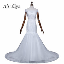 Load image into Gallery viewer, Free shipping 2016 new quality white Boat Neck Mermaid Trailing Vestidos De Novia Train Wedding Gowns Lace up Bride Frocks D95
