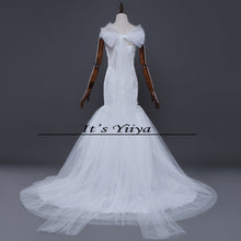 Load image into Gallery viewer, Free shipping 2016 new quality white Boat Neck Mermaid Trailing Vestidos De Novia Train Wedding Gowns Lace up Bride Frocks D95
