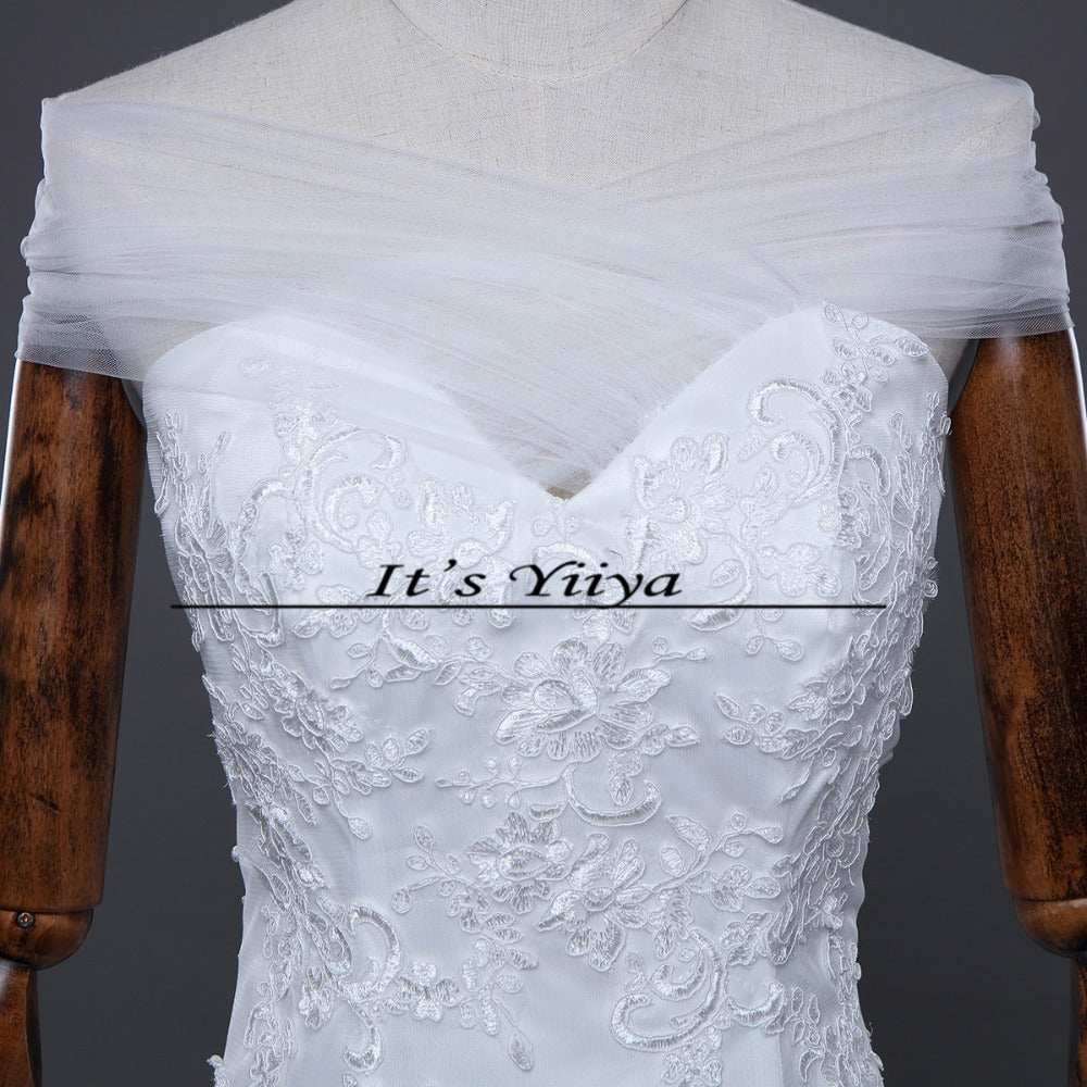 Free shipping 2016 new quality white Boat Neck Mermaid Trailing Vestidos De Novia Train Wedding Gowns Lace up Bride Frocks D95