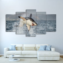 Load image into Gallery viewer, HD printed 5 piece canvas art animal Ocean shark jumps painting wall pictures for living room modern free shipping/CU-1997B
