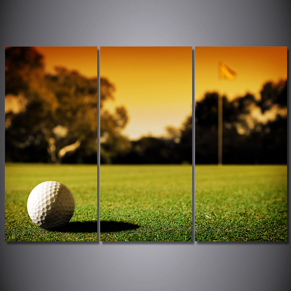 HD Printed 3 Piece Canvas Art golf course grass sunset Painting Wall Pictures for Living Room Free Shipping CU-1875B