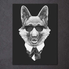 Load image into Gallery viewer, 1 piece modern black white painting Italy Mafia Fashion Animals Dog Cat poster grey canvas print wall art posters room decor
