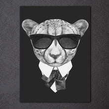 Load image into Gallery viewer, 1 piece modern black white painting Italy Mafia Fashion Animals Dog Cat poster grey canvas print wall art posters room decor
