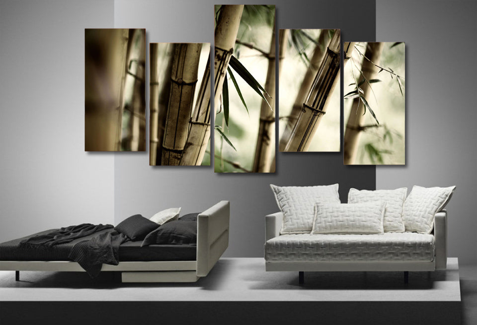 HD print 5pcs canvas art Bamboo Painting Living Room Frames Free shipping/ny-4971