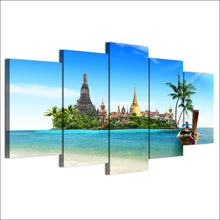 Load image into Gallery viewer, HD Printed 5 Piece Canvas Art Thiland Pattay Buddha Temple in sea painting pictures for Living Room Free Shipping NY-7033C
