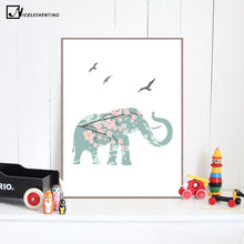 Load image into Gallery viewer, Nordic Art Flower Elephant Minimalist Canvas Poster Painting Nursery Picture Print Modern Baby Room Decoration Home Decor
