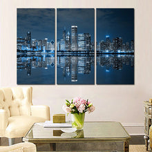 Load image into Gallery viewer, Blue Cool Buildings In Dark Color In Chicago Wall Art Painting The Picture Print On Canvas City Pictures For Home Decor

