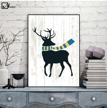 Load image into Gallery viewer, Nordic Art Deer Scarf Poster Abstract Minimalist A4 Canvas Painting Animal Abstract Wall Picture Print Children Room Decor 227
