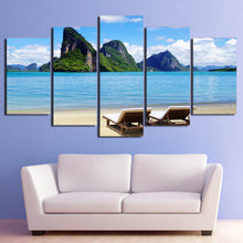 Load image into Gallery viewer, HD printed 5 piece canvas art blue sky tropical sea coast painting wall pictures for living room free shipping CU-2025B
