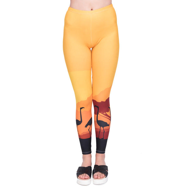 Women Legging Orange Triangle Printing Fashion Cozy Leggings High Waist Woman Pants