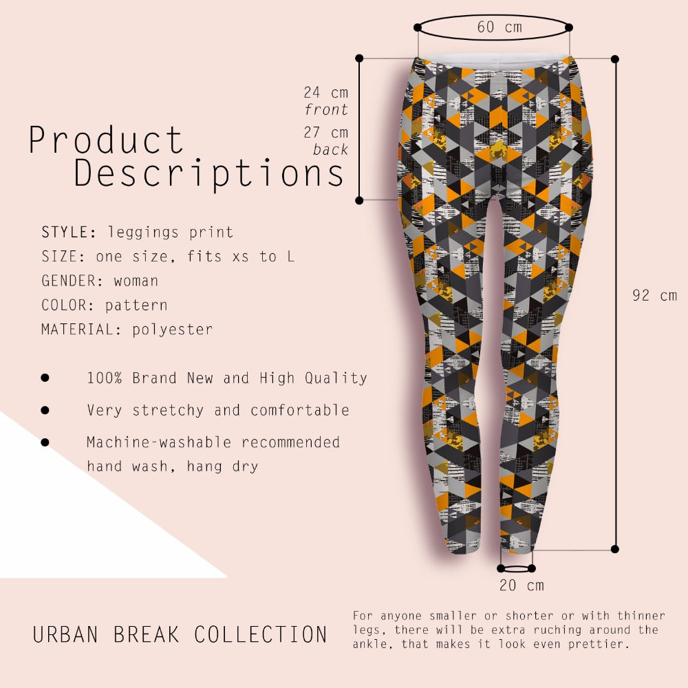 Geometric Design Women Fashion Legging Orange Triangle Printing Leggings