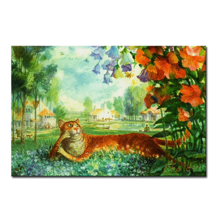 Vladimir Rumyantsev sleeping flower cat world oil painting wall Art Picture Paint on Canvas Prints wall painting no framed