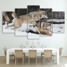 Load image into Gallery viewer, HD printed 5 piece canvas art couple wolves playing animal painting wall pictures for living room modern free shipping CU-2040A
