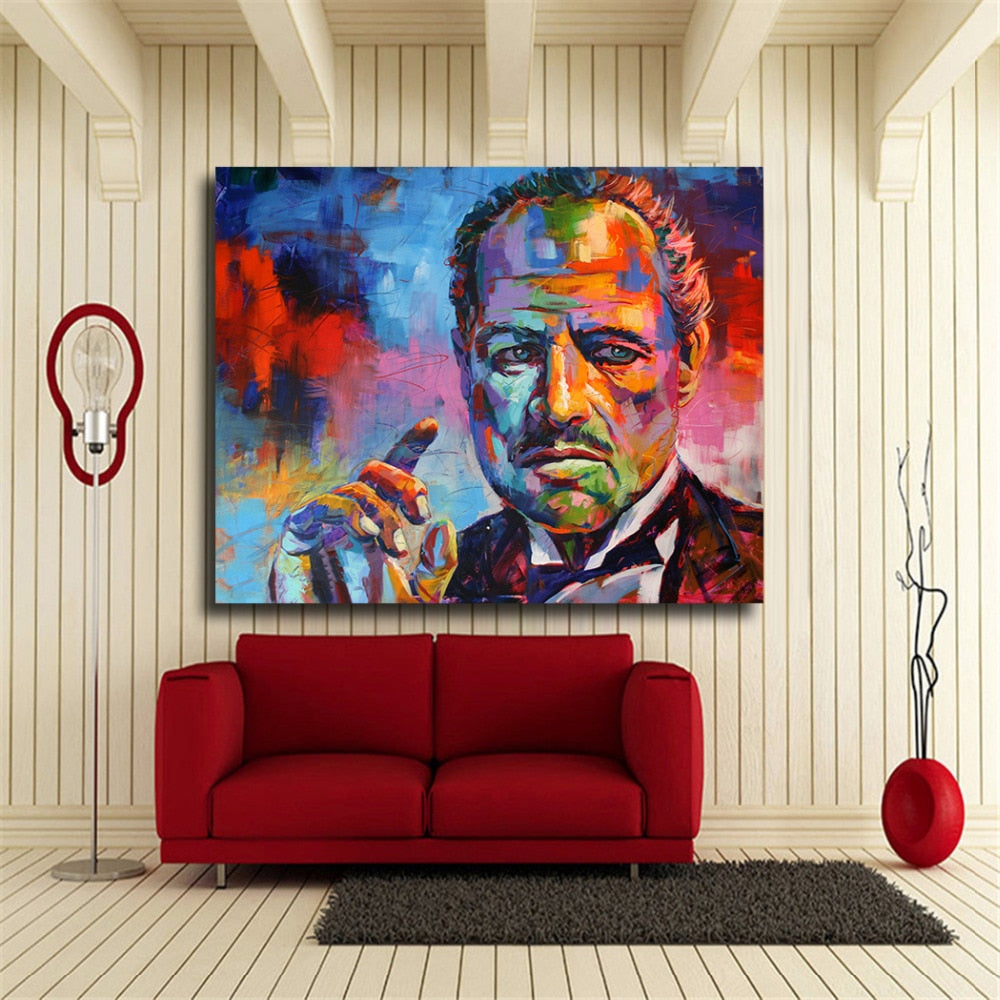 HDARTISAN Figure Painting Colorful Godfather Modern Canvas Art Wall Pictures For Living Room Home Decor Print
