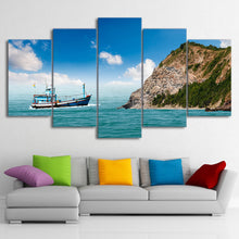 Load image into Gallery viewer, HD Printed 5 Piece Canvas Art Sailing Boat Painting Sea Bay Wall Pictures Decor Framed Modular Painting Free Shipping CU-2091B
