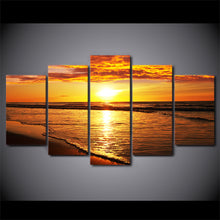 Load image into Gallery viewer, HD Printed 5 Piece Canvas Art Golden Sunset Painting Beach Landscape Wall Pictures for Living Room Modern Free Shipping CU-2078B
