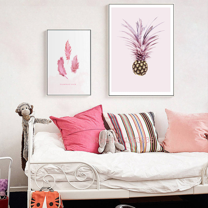 Wall Art Canvas Painting Flamingo Painting Pineapple Cuadros Decoracion Wall Pictures For Living Room Nordic No Poster Frame
