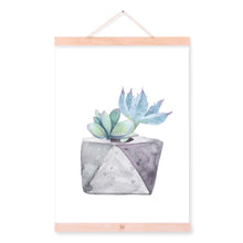 Load image into Gallery viewer, Watercolor Green Plant Cactus Succulent Cactus Wooden Framed Posters Nordic Wall Art Canvas Paintings Home Decor Pictures Scroll
