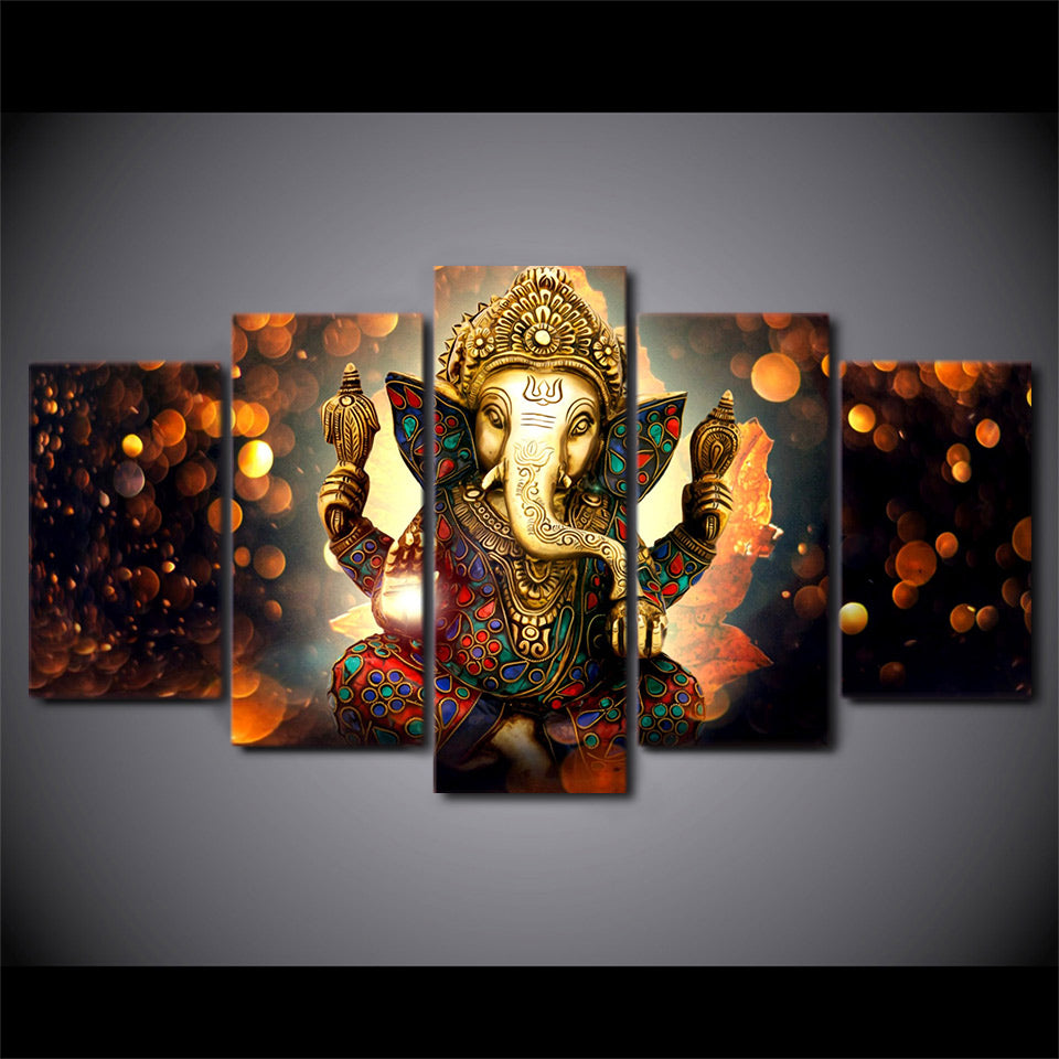 HD Printed 5 Piece Canvas Art Hindu God Ganesha Elephant Painting Wall Pictures for Living Room Modern Free Shipping UP-1931B