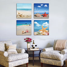 Load image into Gallery viewer, 4 Pieces/set Wall Art Modern Print Canvas Paintings Sea Beach Shell Starfish Wall Pictures For Home Decor Frameless
