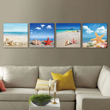 Load image into Gallery viewer, 4 Pieces/set Wall Art Modern Print Canvas Paintings Sea Beach Shell Starfish Wall Pictures For Home Decor Frameless
