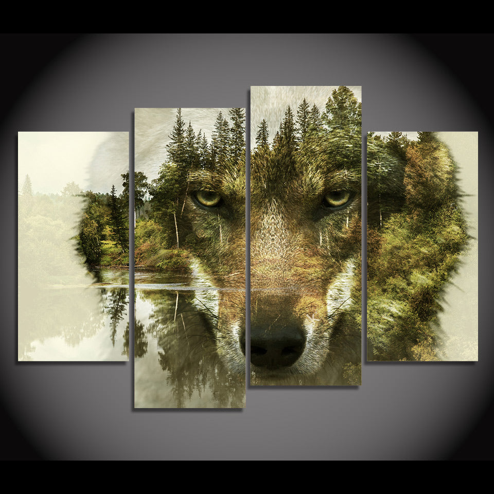 HD printed 5 piece canvas art Abstract animal wolf woods painting wall pictures for living room modern free shipping/CU-2249B