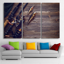 Load image into Gallery viewer, HD Printed 3 Piece Canvas Art Fishing Rod Tuna Framed Wooden Board Painting Wall Pictures for Living Room Free Shipping CU-1818C
