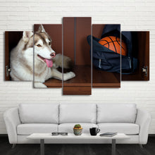 Load image into Gallery viewer, HD Printed 5 Piece Canvas Art Basketball Painting Framed Husky Wall Pictures for Living Room Modern Free Shipping CU-2336B
