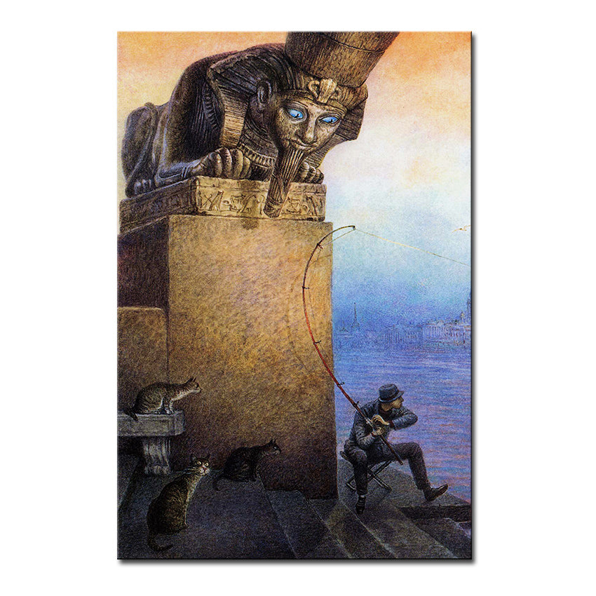 Vladimir Rumyantsev up and down cat world oil painting wall Art Picture Paint on Canvas Prints wall painting no framed