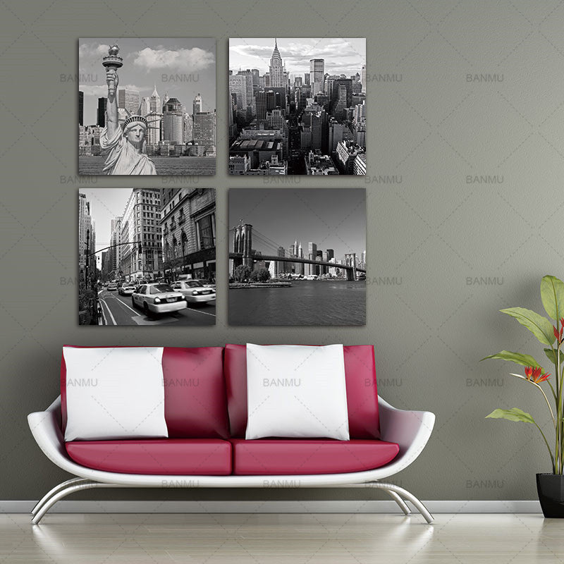 canvas painting wall art 4 Panel New York City Landmark Painting Wall Art Picture Print on Canvas Modern Giclee Artwork Painting