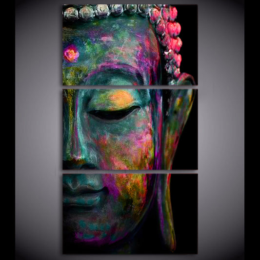 HD Printed 3 Piece Canvas Wall Art abstract Zen Buddha Face Painting Modular Wall Art Canvas Prints Free Shipping CU-2170D